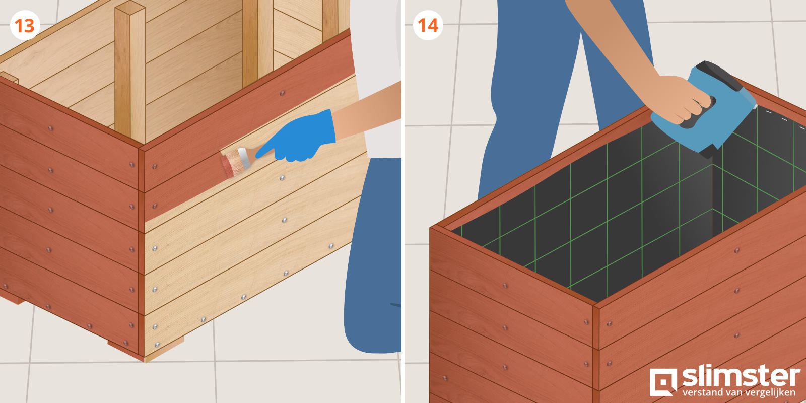 Houten plantenbak maken stap 13/14